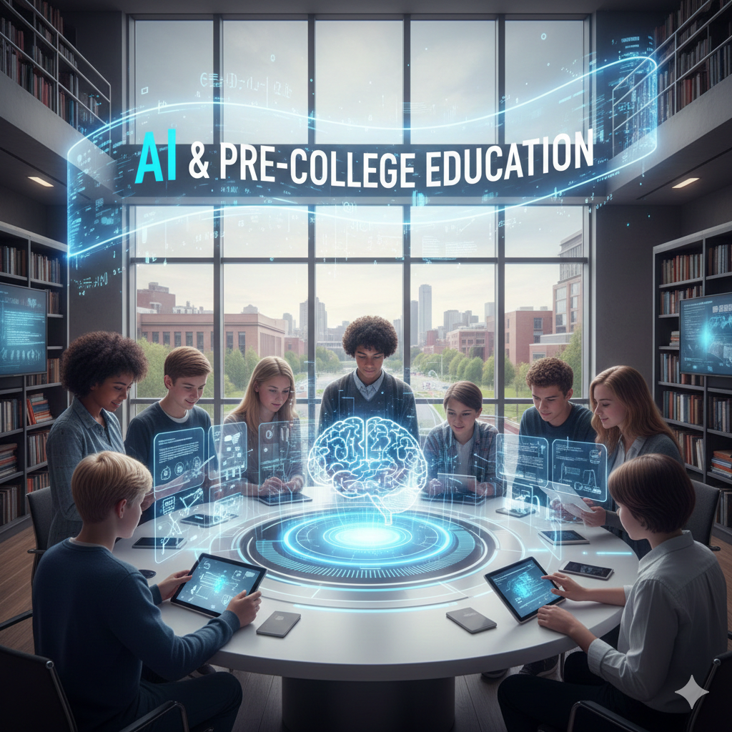 Students gathered around a glowing table